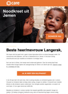 CARE Nederland eindejaarscampagne fondsenwerving, concept en copy door Sabrina Langerak.