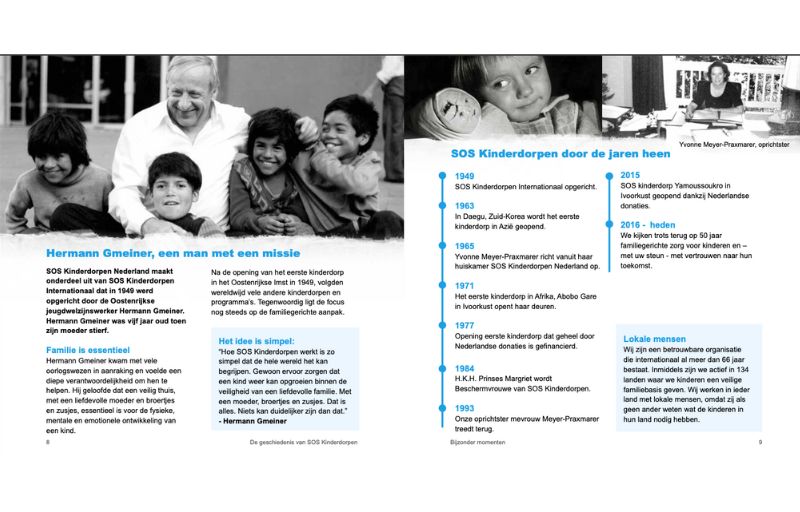 SOS Kinderdorpen nalatenschap brochure, concept en copy door Sabrina Langerak.